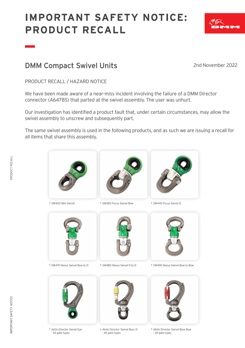 IMPORTANT SAFETY NOTICE: PRODUCT RECALL