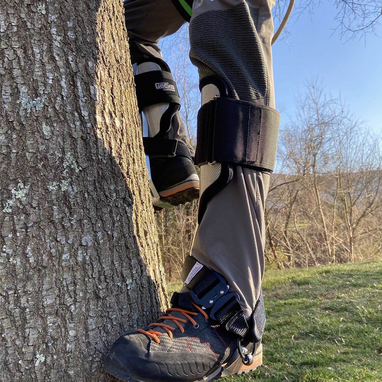 Tree climbing boots with on sale spikes